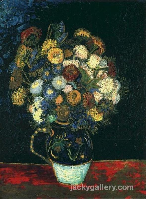 Still Life Vase with Zinnias, Van Gogh painting